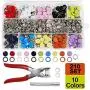 SUNTA 210 Sets 10 Colors Snap Fasteners Kit, 9.5MM Metal Snap Buttons Kit with Snap Pliers Press Tool for Clothing Sewing and Crafting