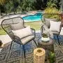 Best Choice Products 3-Piece Outdoor All-Weather Wicker Conversation Bistro Furniture Set w/ 2 Chairs and Glass Top Side Table, Gray