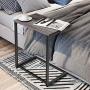 Homemaxs C Table Sofa Side End Table Wood Finish Steel Construction Easy Assembly 26-Inch for Small Space (Gray)