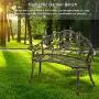 Metal Outdoor Bench Outdoor Patio Bench Garden Park Bench Iron Cast Aluminum Romantic Rose Antique Decoration Bench Porch Path Chair Suitable for Outdoor Parks Patio Backyard Lawn Porch Garden