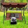 Tangkula 3 Seater Canopy Swing, Outdoor Patio Swing with Cushioned Steel Frame,Glider Swing Bench for Garden Backyard Porch (Coffee)