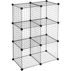 Amazon Basics 6 Cube Grid Wire Storage Shelves, Black