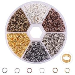 PandaHall Elite About 1800 Pcs Iron Open Jump Rings Unsoldered Diameter 6mm Wire 21-Gauge 6 Colors for Jewelry Findings