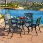 Christopher Knight Home Hallandale Cast Aluminum Outdoor Dining Set, 5-Pcs Set, Black Sand Christopher Knight Home Hallandale Cast Aluminum Outdoor Dining Set, 5-Pcs Set, Black Sand