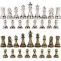 Janus Silver and Bronze Extra Heavy Metal Chess Pieces with 4.5 Inch King and Extra Queens, Pieces Only, No Board