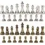 Janus Silver and Bronze Extra Heavy Metal Chess Pieces with 4.5 Inch King and Extra Queens, Pieces Only, No Board