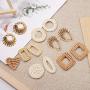 SUNNYCLUE 16pcs Handmade Rattan Woven Reed Cane Charms Connector Pendants Linking Rings Geometric Round Oval Bohemian Lightweight Circle for Straw Wicker Braid Earrings Jewelry Making NO Hole