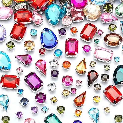 260 Pieces Valentines Day Sew on Gems Crystals Rhinestones Acrylic Diamond with Silver Prong Hole Flatback Claw Mix Color Shape and Size for DIY Crafts Clothes Shoes Bag 260 Pieces Valentines Day Sew on Gems Crystals Rhinestones Acrylic Diamond with Silver Prong Hole Flatback Claw Mix Color Shape and Size for DIY Crafts Clothes Shoes Bag