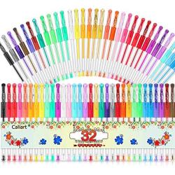 Gel Pens, Caliart 32 Colors Gel Pen Set, 40% More Ink Colored Gel Markers Fine Point Pens for Kids Adult Coloring Books, Drawing, Doodling, Crafting, Journaling, Scrapbooking