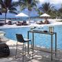 Mr IRONSTONE Outdoor Bar Table 46.5” Pub Height Dining Table Bistro Patio Table with Waterproof Top and Hammer Finish Stands