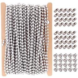 ZCNest 33Ft(10m) 304 Stainless Steel Ball Chains Set, with 40 Connector Clasps+20 Loop Clasps, Roller Pull Extension Dog Tags Beads Chain for Necklace Bracelet Jewelry Making (Wide 2.0mm)2027-B