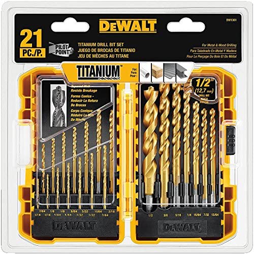 DEWALT Titanium Drill Bit Set, Pilot Point, 21-Piece (DW1361)