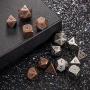 Jovitec 14 Pieces Metal Solid Zinc Alloy Game D&D Dices Set Durable Polyhedral Dice with Printed Numbers and Velvet Storage Bags for Game, Dungeons and Dragons, RPG, Math Teaching (A)