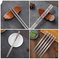 HuaLan Metal Alloy Chopsticks Stainless Steel Lightweight Chopsticks 5 Pairs Gift Set