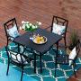 PHI VILLA Metal Patio Dining Chairs Set of 4 Pack with Armrest for Kitchen,Backyard,Balcony - Black Outdoor Furniture
