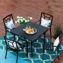 PHI VILLA Metal Patio Dining Chairs Set of 4 Pack with Armrest for Kitchen,Backyard,Balcony - Black Outdoor Furniture