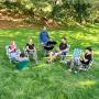 Lawn Chair USA Webbing Chair (Classic, Sea Island with White Arms)