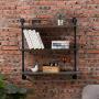 MyGift 32-inch Rustic Gray Wood & Industrial Pipe Wall Mounted 3-Tier Floating Bookshelf Display Shelving Unit