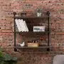 MyGift 32-inch Rustic Gray Wood & Industrial Pipe Wall Mounted 3-Tier Floating Bookshelf Display Shelving Unit MyGift 32-inch Rustic Gray Wood & Industrial Pipe Wall Mounted 3-Tier Floating Bookshelf Display Shelving Unit