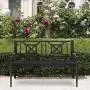 Giantex Patio Garden Bench, Heavy-Duty Park Bench w/Powder Coated Steel Frame, Elegant Loveseat w/Decorative Backrest & Ergonomic Armrest for Outdoor Garden, Backyard, Lawn, Porch, Path (Black)