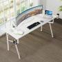 Eureka Ergonomic Gaming Computer Desk, 63 inch Large Study Writing Desk for Home Office PC Table with Mouse Pad Headset Hook Cup Holder, K Shape Metal Frame - White