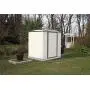 Arrow 6 x 5 EZEE Galvanized Steel Low Gable Shed Cream with Charcoal, Storage Shed with Peak Style Roof Arrow 6 x 5 EZEE Galvanized Steel Low Gable Shed Cream with Charcoal, Storage Shed with Peak Style Roof