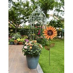 Morning View WHY Decor Beautiful Metal Sunflower Stake Large Flower Decor for Outdoor Patio Garden Yard Lawn Decoration 36 Inch