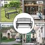 Outdoor Glider Garden Bench, 50'' Patio Double Outdoor Swing Rocking Glider w/Durable Metal Cast Iron Porch Glider Seat & Armrests Steel Frame, Garden Glider for Porch, Garden, Sunroom, Backyard, Deck
