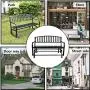 Outdoor Glider Garden Bench, 50'' Patio Double Outdoor Swing Rocking Glider w/Durable Metal Cast Iron Porch Glider Seat & Armrests Steel Frame, Garden Glider for Porch, Garden, Sunroom, Backyard, Deck