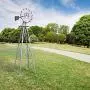 HAPPYGRILL Large 8ft Windmill Yard Garden Metal Ornamental Wind Mill for Garden Lawn Backyard, Grey HAPPYGRILL Large 8ft Windmill Yard Garden Metal Ornamental Wind Mill for Garden Lawn Backyard, Grey