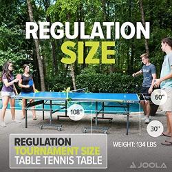 JOOLA NOVA - Outdoor Table Tennis Table with Waterproof Net Set - 10 Minute Easy Assembly - All Weather Aluminum Composite Outdoor Ping Pong Table - Tournament Quality - Indoor & Outdoor Compatible