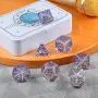 DNDND Giant DND Dice Set,7 PCS Translucent Polyhedral D&D Dice Set with Gift Metal Box for Dungeons and Dragons DND Rolling and Table Games (Translucent with Purple Number) DNDND Giant DND Dice Set,7 PCS Translucent Polyhedral D&D Dice Set with Gift Metal Box for Dungeons and Dragons DND Rolling and Table Games (Translucent with Purple Number)