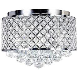 New Galaxy Lighting 4-Light Chrome Finish Round Metal Shade Crystal Chandelier Semi-Flush Mount Ceiling Fixture