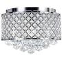 New Galaxy Lighting 4-Light Chrome Finish Round Metal Shade Crystal Chandelier Semi-Flush Mount Ceiling Fixture