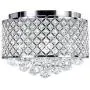 New Galaxy Lighting 4-Light Chrome Finish Round Metal Shade Crystal Chandelier Semi-Flush Mount Ceiling Fixture