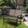 Giantex Patio Glider Stable Steel Frame for Outdoor Backyard,Beside Pool,Lawn, Swing Loveseat Patio Swing Rocker Lounge Glider Chair