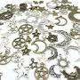 Celestial Mixed Sun Moon Star Charms, JIALEEY Wholesale Bulk Lots Antique Alloy Charms Pendants DIY for Necklace Bracelet Jewelry Making and Crafting, 100g(74PCS)