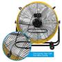 JPOWER 24 Inch High Velocity Air Movement Heavy Duty Metal Drum Fan 3 Speed Air Circulation for Industrial, Commercial, Residential, and Shop Use - ETL Safety Listed