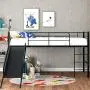 Twin Loft Beds for Kids, Metal Loft Bed with Slide, No Box Spring Required, Black Twin Loft Beds for Kids, Metal Loft Bed with Slide, No Box Spring Required, Black