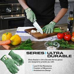 Glove Station Ultra Durable Series Cut Resistant Gloves - High Performance Level 5 Protection, Food Grade (Medium, Mint Green)