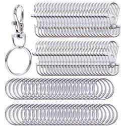 Livder Metal Swivel Lanyard Snap Hooks and Split Key Rings Chain Hook Keychain, 100 Pieces