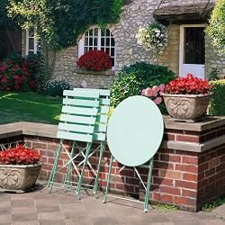 Grand patio Premium Steel Patio Bistro Set, Folding Outdoor Patio Furniture Sets, 3 Piece Patio Set of Foldable Patio Table and Chairs, Mint Green