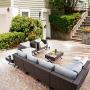 PatioFestival Metal Outdoor Side Coffee Table Patio Bistro Furniture Table Dining Table Rattan Wicker with Steel X-Leg