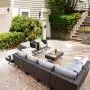 PatioFestival Metal Outdoor Side Coffee Table Patio Bistro Furniture Table Dining Table Rattan Wicker with Steel X-Leg
