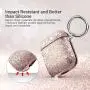 ULAK Glitter Designed Compatible with AirPods Case, Luxury Bling Leather with Mirror Surface Plating Hard Cover,Shockproof Protective Cover with Keychain for AirPod 2 & 1(LED Visible)(Pink Glitter)
