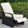 Brown Outdoor Wicker Recliner, Aluminum Frame Adjustable Woven Lounge Chair with Thicken Cushions Brown Outdoor Wicker Recliner, Aluminum Frame Adjustable Woven Lounge Chair with Thicken Cushions