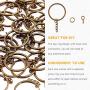 Rustark 300 Pcs 35mm Metal Key Split Chain Ring with Chain Bronze Key Ring, Key Chain Ring Parts, Open Jump Ring and Connector, Screws Eye Pin for Jewelry Findings Making (35mm/Bronze)