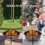 Outsunny Black Rustic Cauldron Style Metal Wood Fire Pit Bowl w/Log Poker and Mesh Screen Enclosure for Ember Protection