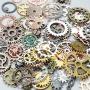 levylisa Bulk 150 Gram Small Plated Wheel Gear,GearJewelry Scrapbooking Charms Wheel,Old Steampunk Watch Parts Pieces Vintage Antique Cogs Wheels (150g)