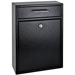 Mail Boss 7412 High Security Steel Locking Wall Mounted Mailbox-Office Comment Letter Deposit, Black Drop Box